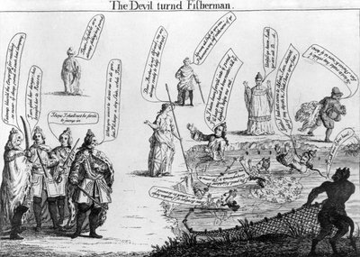 El diablo convertido en pescador, c.1757 de English School