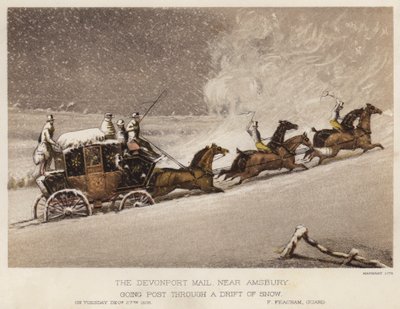 El correo de Devonport, cerca de Amsbury, pasando por una deriva de nieve de English School