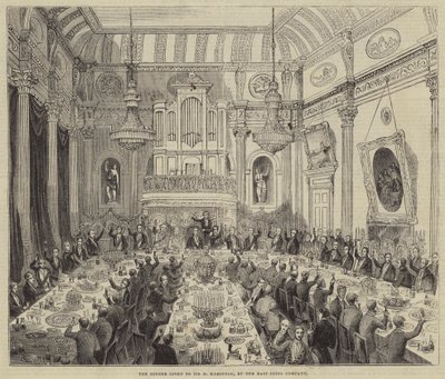 La cena ofrecida a Sir H Hardinge, por la Compañía de las Indias Orientales (grabado) de English School