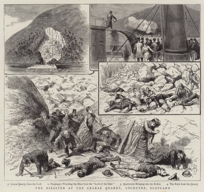 El desastre en la cantera de Crarae, Lochfyne, Escocia de English School