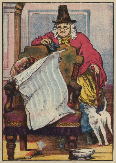 El perro leyendo las noticias (litografía en color) de English School