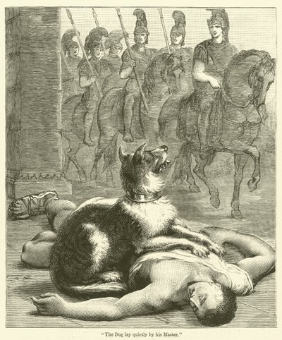 "El perro yacía tranquilamente junto a su amo" de English School