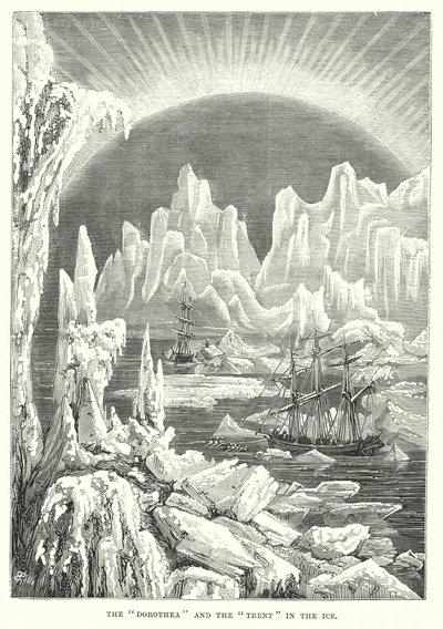 El "Dorothea" y el "Trent" en el hielo (grabado) de English School