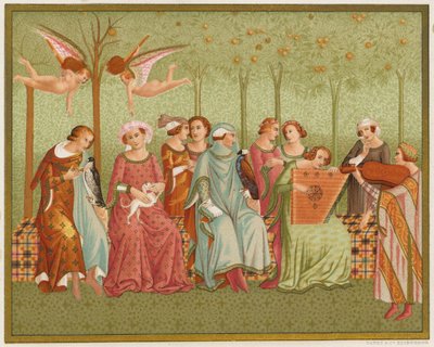 El Sueño de la Vida. Traje italiano del siglo XIV de English School