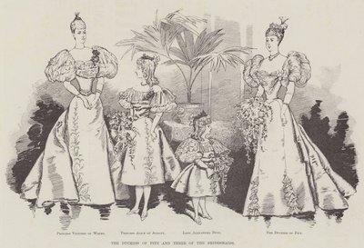 La Duquesa de Fife y tres de las damas de honor de English School