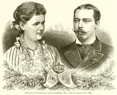 El duque y la duquesa de Albany (casados, 1882. Duque de Albany fallecido, 1884) de English School