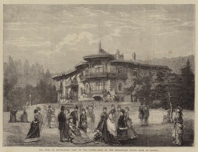 La Visita del Duque de Edimburgo a Crimea, Asiento del Gran Duque Hereditario en Livadia (grabado) de English School