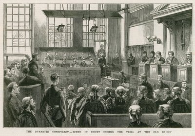 La Conspiración de la Dinamita, escena en la corte durante el juicio en el Old Bailey de English School