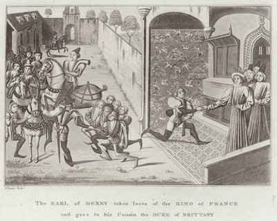 El conde de Derby se despide del rey de Francia y va a ver a su primo el duque de Bretaña de English School