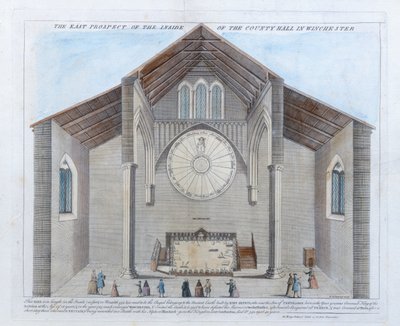La perspectiva este del interior del County Hall en Winchester de English School