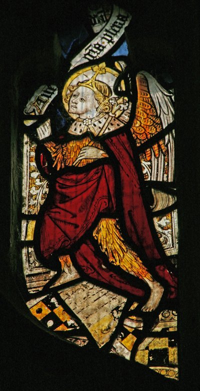La ventana este (Ew) que representa al ángel Gabriel en la Anunciación de English School