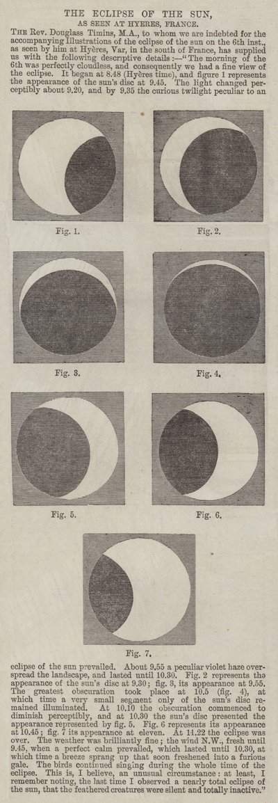 El eclipse del sol, visto en Hyeres, Francia de English School
