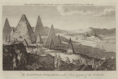Las Pirámides de Egipto con una vista de parte del Nilo de English School