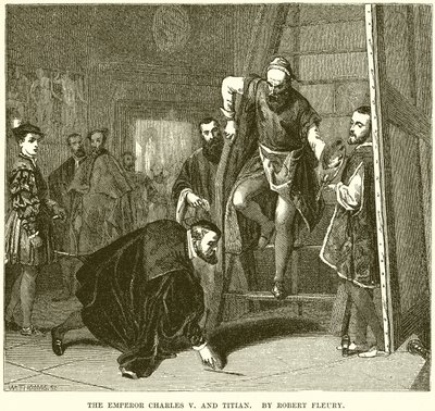 El emperador Carlos V y Tiziano de English School