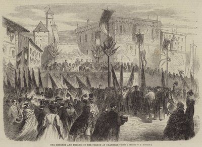 El Emperador y la Emperatriz de Francia en Chambery (grabado) de English School