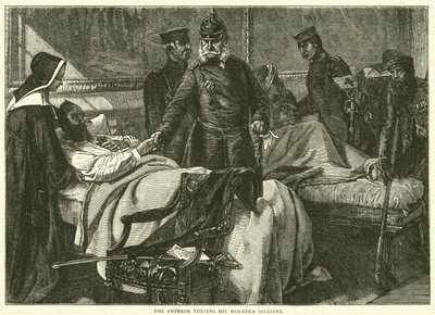 El emperador visitando a sus soldados heridos, mayo 1871 de English School