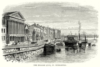 El muelle inglés, San Petersburgo (grabado) de English School