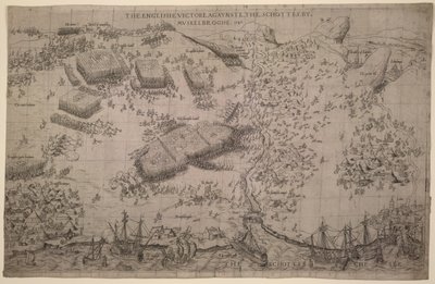 "La victoria inglesa contra los Schottes por Muskelbroghe" 1547 (grabado) de English School