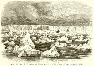 El Erebus y el Terror detenidos por la Barrera de Hielo del Mar Antártico de English School
