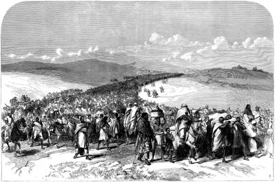 El éxodo del ejército roto de Teodoro, de La expedición británica a Abisinia, 1868 de English School