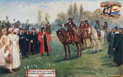 La Expulsión de los Miembros de Magdalen por el Rey Jacobo II, 1687 de English School