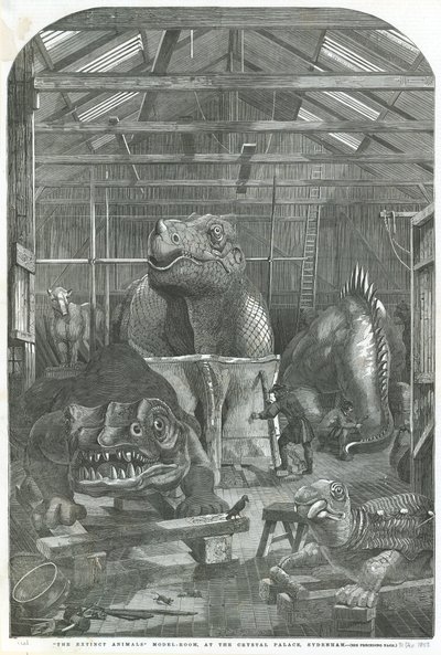 Sala de modelos de Animales Extintos, en el Palacio de Cristal, Sydenham de English School