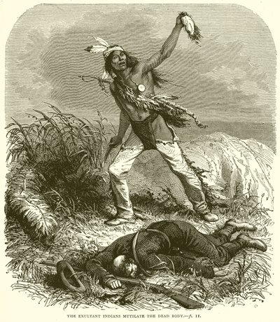 Los Indios Exultantes Mutilan el Cuerpo Muerto de English School