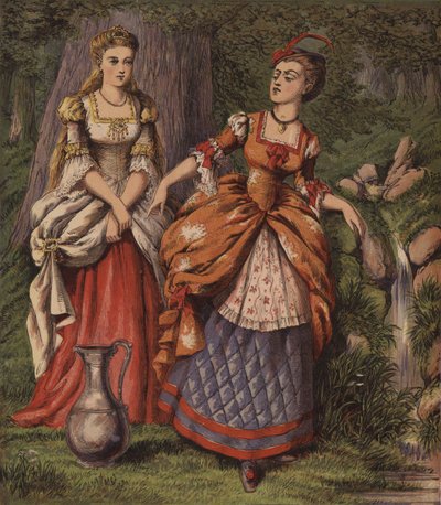 El hada en la fuente, o las dos niñas (litografia en color) de English School