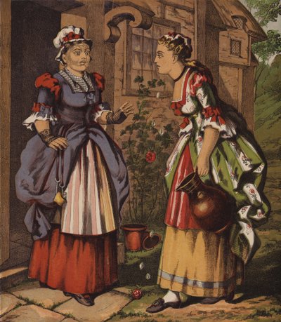 El hada en la fuente, o las dos niñas (litografia en color) de English School