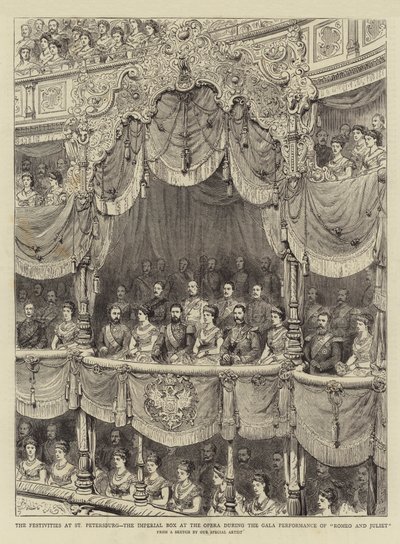 Las festividades en San Petersburgo, la caja imperial en la ópera durante la gala de "Romeo y Julieta" de English School