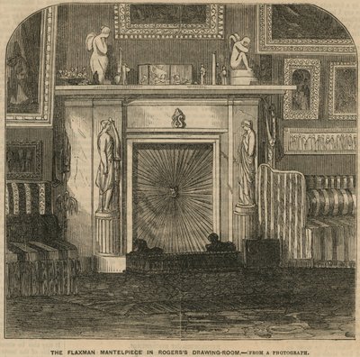 La chimenea de Flaxman en la sala de estar del poeta Rogers, Casa de Rogers, St. James