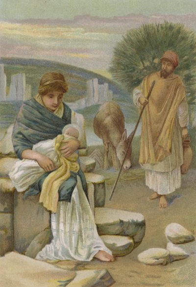 La huida a Egipto (cromolito) de English School