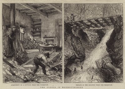 Las Inundaciones en Monmouthshire (grabado) de English School