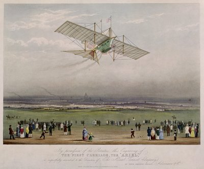 La Máquina Voladora, el Ariel, de diseños preparados por W.S. Henson en 1842, publicado por Ackermann & Co., 1843 de English School