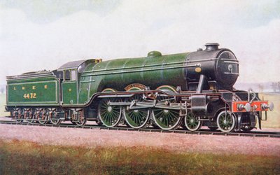 El Flying Scotsman del Ferrocarril del Noreste de Londres, ilustración de The Book of the Locomotive por G. Gibbard Jackson, publicado en 1924 de English School