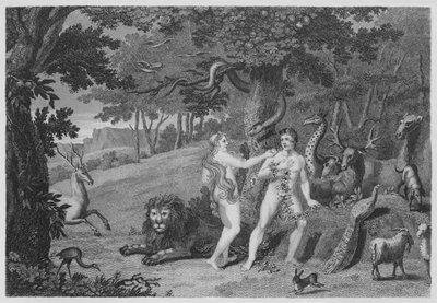 El fruto prohibido, Génesis, III, 6 (grabado) de English School