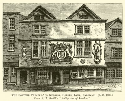 El Teatro de la Fortuna, o Guardería, Golden Lane, Barbican, AD 1800 de English School