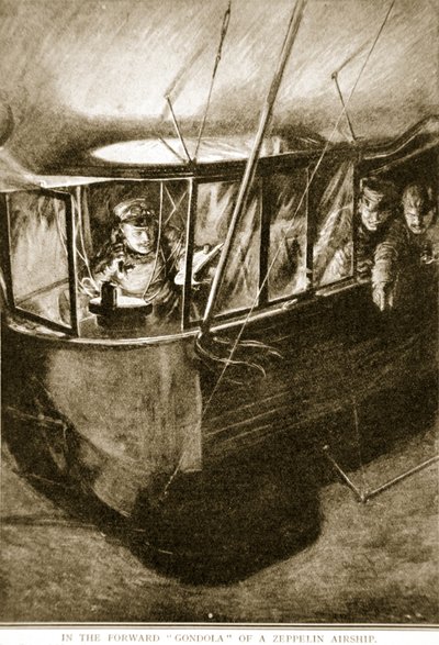 La góndola delantera del dirigible Zeppelin, 1914-19 de English School