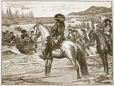 Los franceses retirándose de Torbay, ilustración de Cassells Illustrated History of England de English School