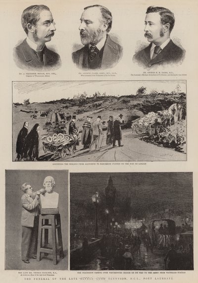 El funeral del difunto Alfred Lord Tennyson, DCL, Poeta Laureado (grabado) de English School