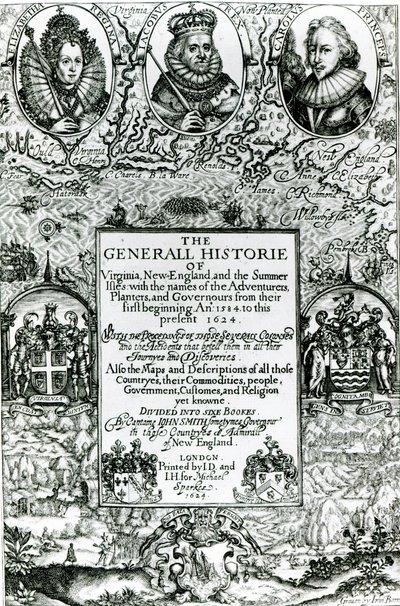 La historia general de Virginia, Nueva Inglaterra y las Islas de Verano, 1624 de English School