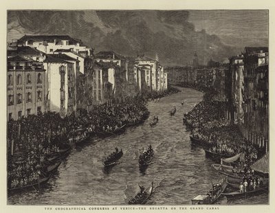 El Congreso Geográfico en Venecia, la regata en el Gran Canal (grabado) de English School