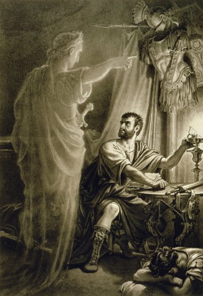 El Fantasma de Julio César, en la obra de William Shakespeare (1564-1616) de English School