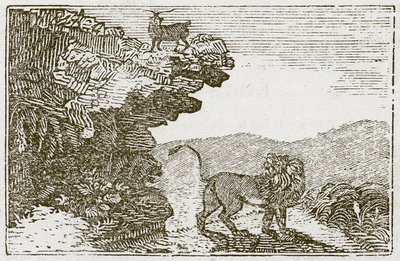 La cabra y el león (grabado) de English School