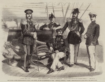 El Gran Duque Constantino de Rusia y su séquito, en la cubierta del "General-Almirante" de English School