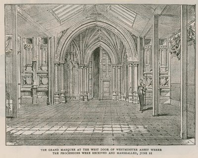 La gran carpa en la puerta oeste de la Abadía de Westminster de English School