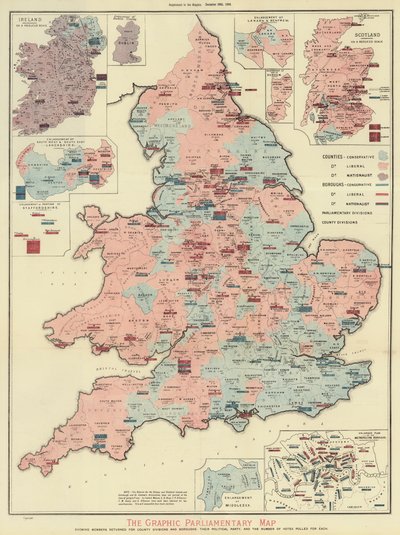 El mapa parlamentario gráfico (litografía en color) de English School