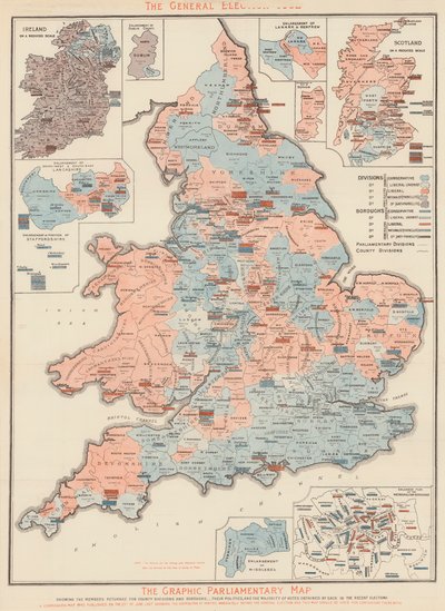 El mapa parlamentario gráfico (litografía en color) de English School