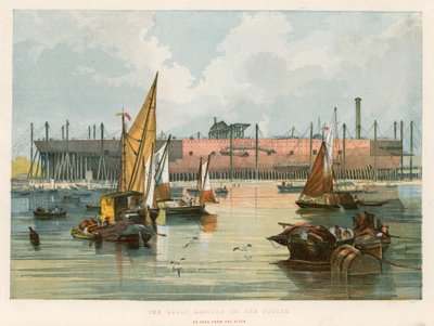 El Great Eastern en los astilleros, visto desde el río Támesis de English School