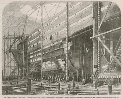 El barco de vapor Great Eastern; Construcción del compartimento central en Millwall de English School